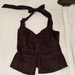 Bardot Dark Brown Halter Blouse
